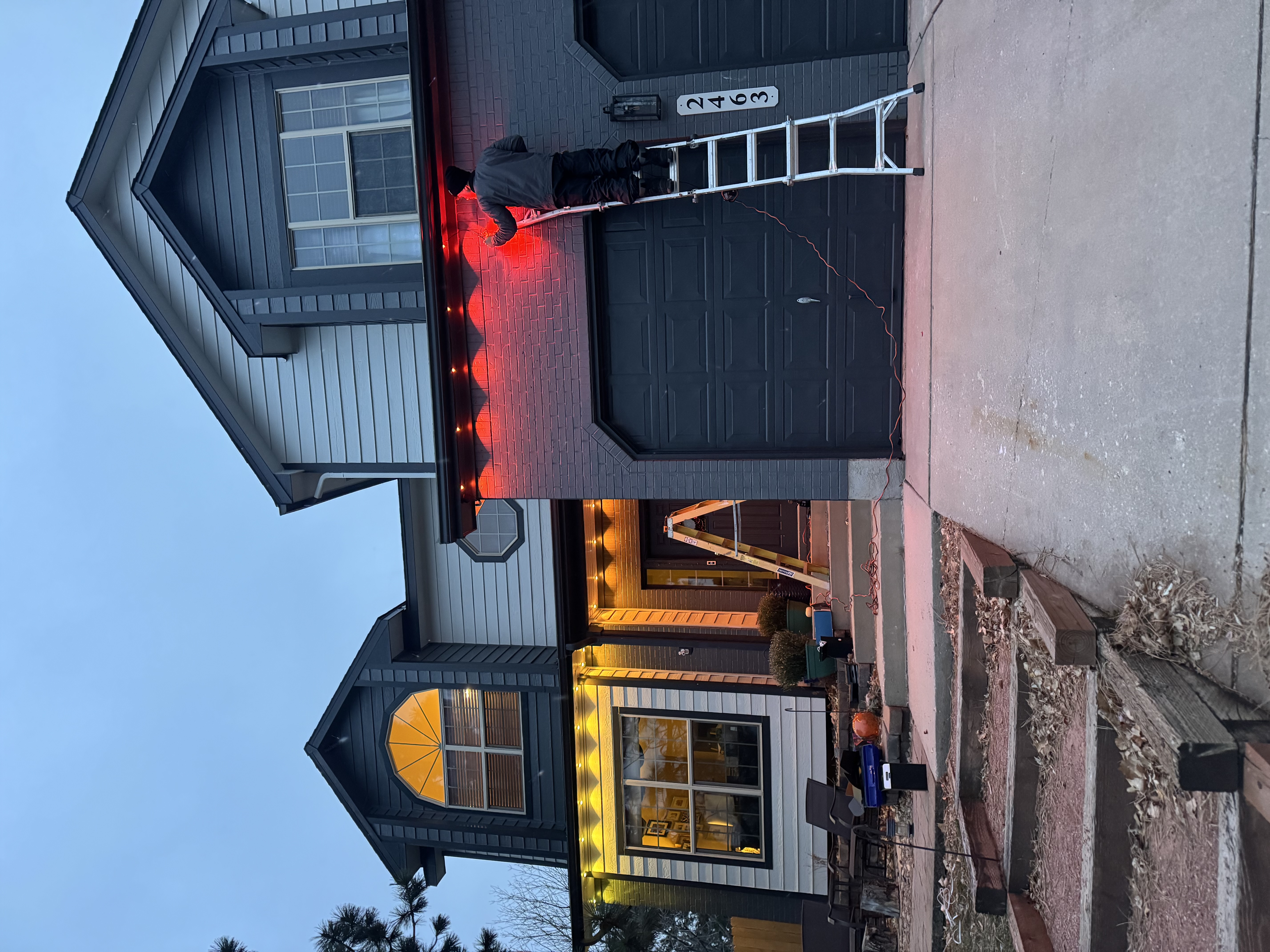Beautifully lit home exterior at dusk